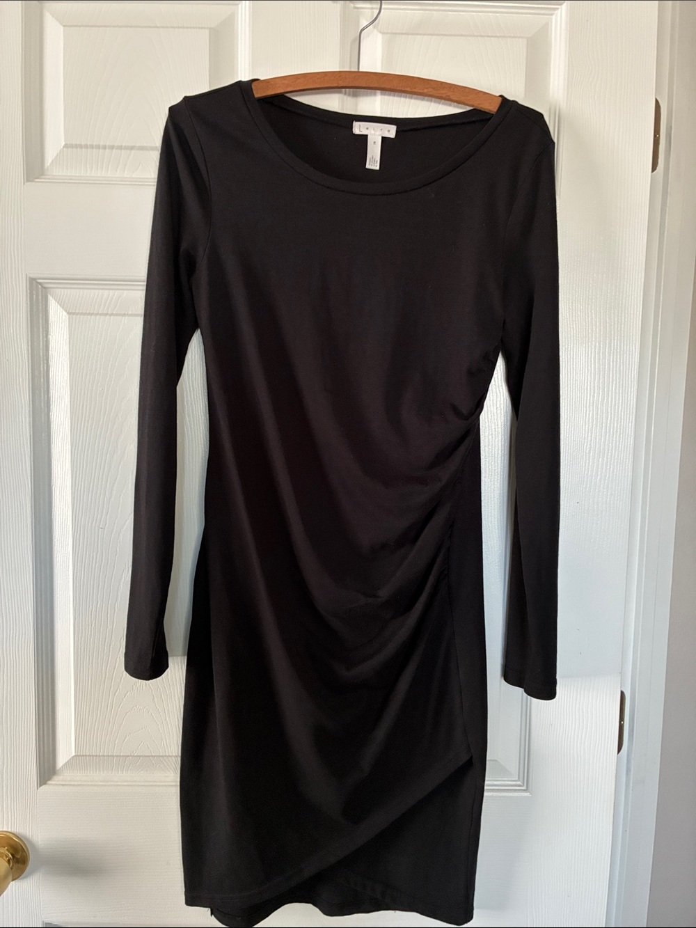 Leith Black Ruched Long Sleeve Dress – Size M
